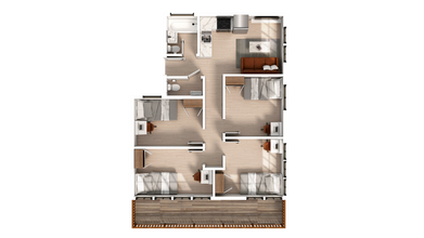 4 Bedroom | 1.5 Bath Private-Premium floor plan